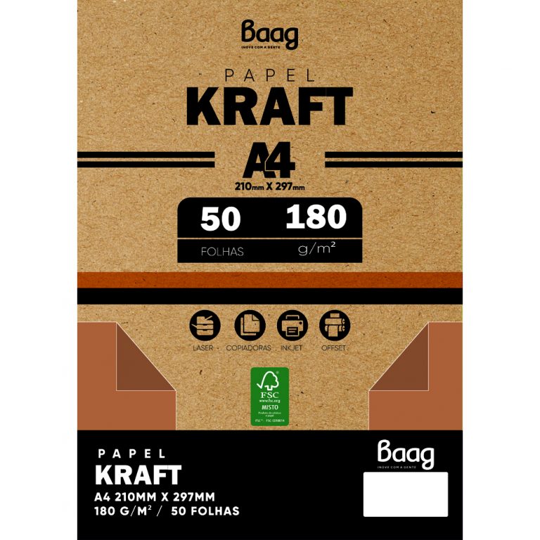 Papel A4 Kraft 180 Gm² 50 Fls Baag Produtos De Papelaria 9032